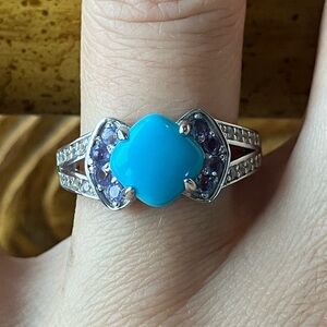 Sleeping Beauty Turquoise Tanzanite Sterling Silver Ring Size 8